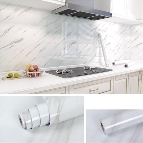 LUYSGBXR 80 cm Marmor Wasserdichte Tapete for Küchenschränke Badezimmer Dekor Küche Folie Renovierung Selbstklebende Öl Beweis Aufkleber(Color 602,0.6M X 20M) von LUYSGBXR
