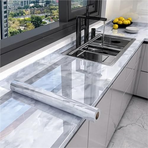 LUYSGBXR 80 cm Marmor Wasserdichte Tapete for Küchenschränke Badezimmer Dekor Küche Folie Renovierung Selbstklebende Öl Beweis Aufkleber(Color 605,0.6M X 20M) von LUYSGBXR