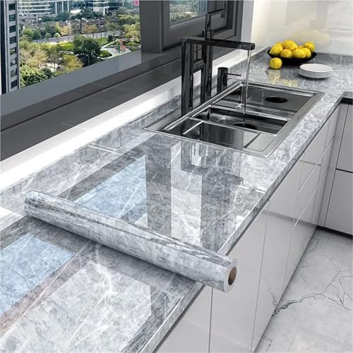 LUYSGBXR 80 cm Marmor Wasserdichte Tapete for Küchenschränke Badezimmer Dekor Küche Folie Renovierung Selbstklebende Öl Beweis Aufkleber(Color 606,0.8M X 5M) von LUYSGBXR