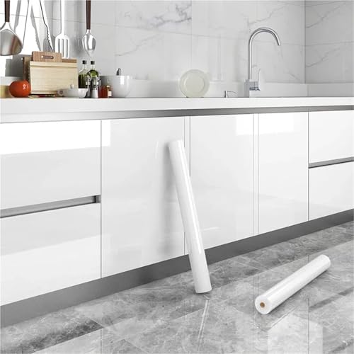 LUYSGBXR Küchenschrank Perlglanzweiß Marmor Kontaktpapier Vinyl Selbstklebende wasserdichte Tapete Abziehen und Aufkleben Dekoraufkleber(Color-08,60cmx2000cm) von LUYSGBXR