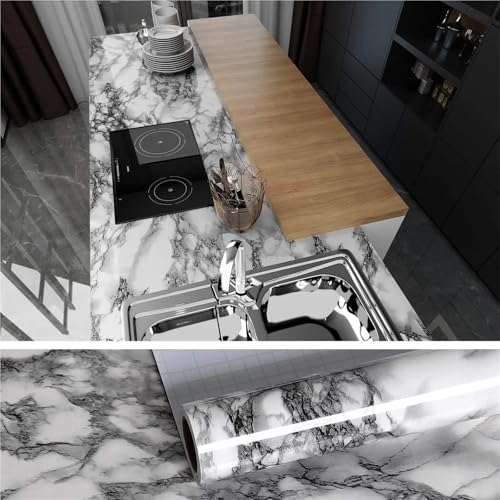 LUYSGBXR Marmor Küche Öl-Beweis Film Herd Wasserdicht Feuchtigkeit-Beweis Selbst-Klebe Tapete Arbeitsplatte Schrank Renovierung Fliesen Aufkleber(Color-12,40cm x 300cm) von LUYSGBXR