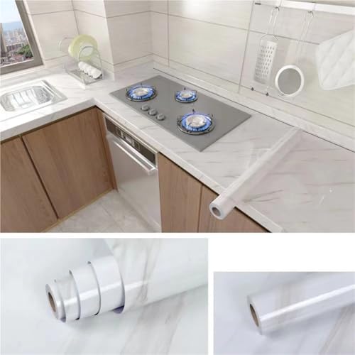 LUYSGBXR Ölbeständiger Marmoraufkleber for die Küche, wasserdicht, selbstklebende Vinyltapete for Renovierung von Badezimmerarbeitsplatten und Schränken(Color-02,0.6MX20M) von LUYSGBXR