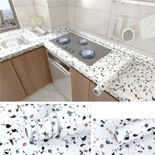LUYSGBXR Ölbeständiger Marmoraufkleber for die Küche, wasserdicht, selbstklebende Vinyltapete for Renovierung von Badezimmerarbeitsplatten und Schränken(Color-08,0.6MX10M) von LUYSGBXR