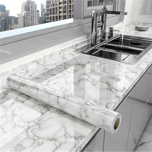 LUYSGBXR Ölbeständiger Marmoraufkleber for die Küche, wasserdicht, selbstklebende Vinyltapete for Renovierung von Badezimmerarbeitsplatten und Schränken(Color-11,0.6MX10M) von LUYSGBXR