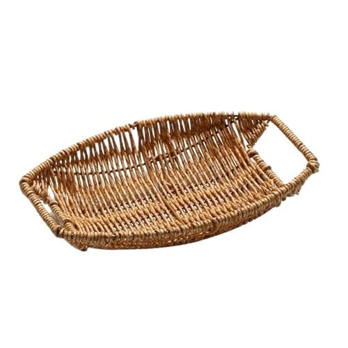 LUYSGBXR Serviertablett Rattan Tablett Gewebt Obstkorb Picknick Brot Snacks Tabletts Küche Weidenkörbe(Color-3) von LUYSGBXR