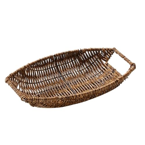 LUYSGBXR Serviertablett Rattan Tablett Gewebt Obstkorb Picknick Brot Snacks Tabletts Küche Weidenkörbe(Color-6) von LUYSGBXR