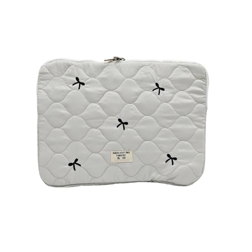LUYSGBXR Tablet Tasche 1 hellgraue Laptop-Aufbewahrungstasche mit gewellter, gesteppter Schleifenstickerei, Tablet-Tasche LUYSGBXR Tablet Tasche 1 hellgraue Laptop-Aufbewahrungstasche mit gewellter, gesteppter Schleifenstickerei, Tablet-Tasche von LUYSGBXR