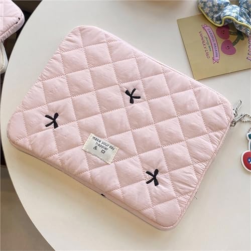 LUYSGBXR Tablet Tasche 11/13/15 Zoll Laptop-Tragetasche Diamantgitter Gesteppte gepolsterte Laptop-Tasche Schleifendruck Laptop-Schutztasche(Light Pink,13 inch) von LUYSGBXR