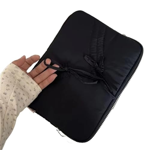 LUYSGBXR Tablet Tasche Bowknot Design Laptop Sleeve Flauschig Gepolsterte Tasche Tablet Leichte Tragbare Tablet Tasche Fall(Black,15-15.6inch) von LUYSGBXR