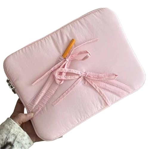 LUYSGBXR Tablet Tasche Bowknot Design Laptop Sleeve Flauschig Gepolsterte Tasche Tablet Leichte Tragbare Tablet Tasche Fall(Pink,13-14inch) von LUYSGBXR