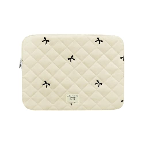LUYSGBXR Tablet Tasche Niedliche Schleife Grafik Laptop Tasche Tablet Sleeve Case 11 13,3 14 15,6 Zoll Soft Case(White,15-15.6 inch) von LUYSGBXR