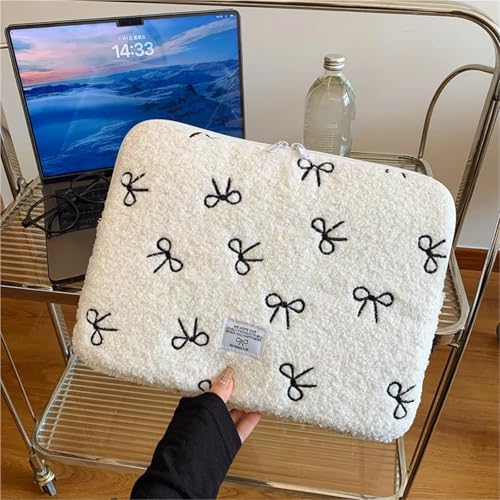 LUYSGBXR Tablet Tasche Niedliche Schleife Laptop-Hülle Tasche 11 13 13,3 13,6 14 Zoll Tragetasche Taschen(Beige) von LUYSGBXR