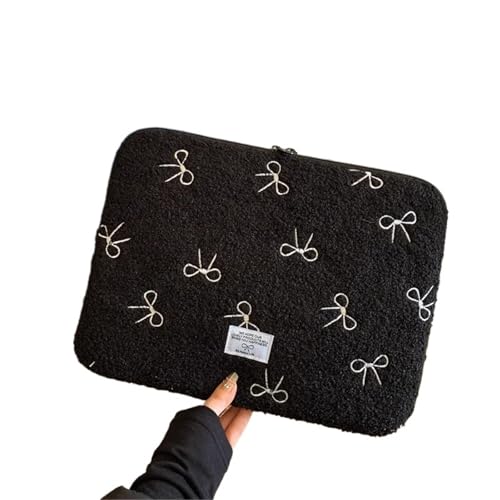 LUYSGBXR Tablet Tasche Niedliche Schleife Laptop-Hülle Tasche 11 13 13,3 13,6 14 Zoll Tragetasche Taschen(Black) von LUYSGBXR