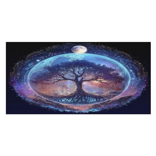 LUYYSKY Aesthetic Galaxy Tree of Life Quick-Drying Beach Towel Fantasy Outer Space Constellation Nebula Full Moon Travel Vacation Single Sided Pile Bathroom Towels von LUYYSKY