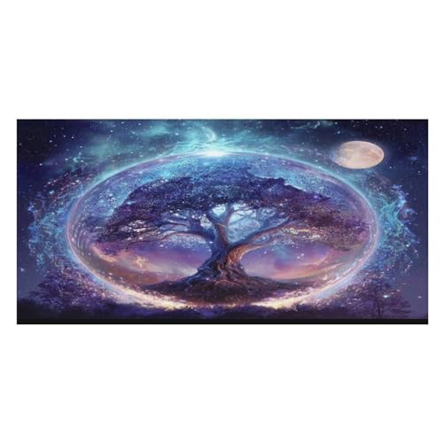 LUYYSKY Aesthetic Mysterious Tree of Life Quick-Drying Beach Towel Fantasy Outer Space Plant Nebula Stars Full Moon Travel Vacation Single Sided Pile Bathroom Towels von LUYYSKY