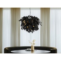 Große Pendelleuchte LEAVY mit Blätter Lampenschirm Schwarz Gold, Ø 70cm Große Pendelleuchte LEAVY mit Blätter Lampenschirm Schwarz Gold, Ø 70cm von LÚZETE