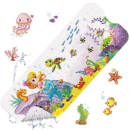 Badewannenmatte Kinder, Antirutschmatte 100x40cm Duschmatte Badewanneneinlage Badematte rutschfest Badewanne(Meerjungfrau) von LUZOON