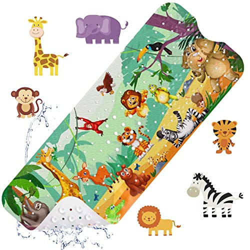 Badewannenmatte Kinder, Antirutschmatte 100x40cm Duschmatte Badewanneneinlage Badematte rutschfest Badewanne (Zoo) von LUZOON