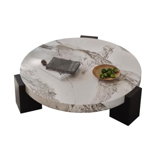 Kleine Wohnung Licht Luxus Wohnzimmer Marmor Textur Runde Dekorative Kaffee Tisch Sofa Tisch Couchtisch(90cm) von LUZZILE