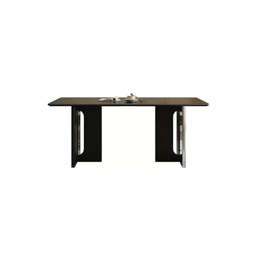 LUZZILE Esstisch im Vintage-Stil aus schwarzer Steinplatte for den Heimgebrauch, rechteckiger, und Stuhl-Set Couchtisch(140x80x75cm) von LUZZILE