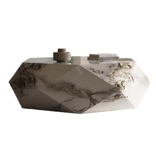 LUZZILE Moderner Couchtisch aus Steinplatte, einfacher polygonaler kreativer dekorativer Couchtisch for das Wohnzimmer Couchtisch(90cm) von LUZZILE
