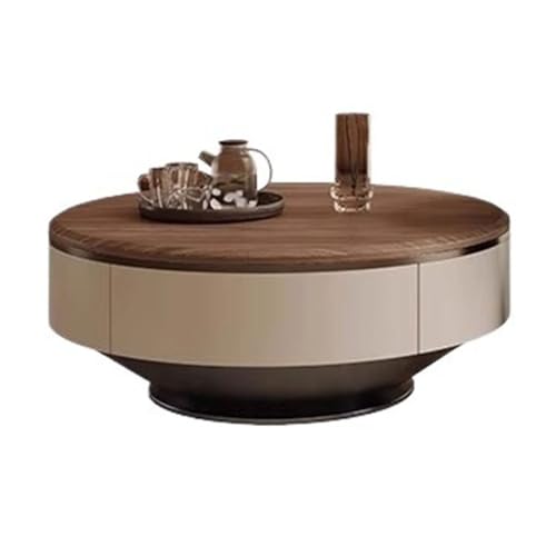 LUZZILE Moderner Leichter Luxus-Couchtisch aus einfachem Kundenholz, Kleiner runder Couchtisch aus Holz for das Wohnzimmer Couchtisch(90cm) von LUZZILE