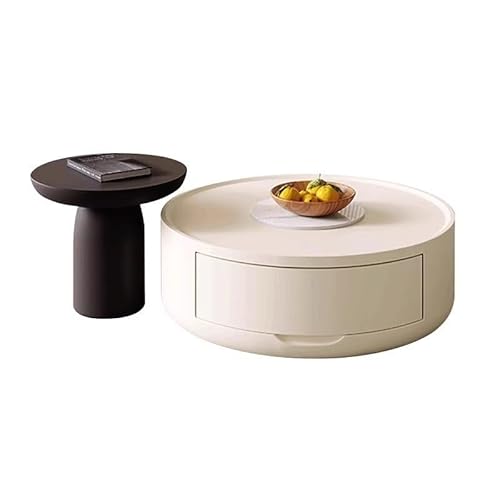 LUZZILE Runder Couchtisch aus Steinplatte, Wohnzimmer-Teetisch for den Haushalt, moderner, einfacher Kleiner Teetisch Couchtisch von LUZZILE