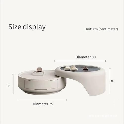 LUZZILE Teetisch Wohnzimmer-Set Gehärtetes Glas Kreativer runder Couchtisch Couchtisch von LUZZILE