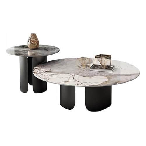 Rock Slab Kaffee Tisch Größe Runde Kaffee Tisch Set Wohnzimmer Haushalt Couchtisch(70) von LUZZILE