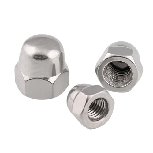 Sicherungsmuttern, Hutmutter aus Edelstahl 304, feinzahnige Hutmutter, runde Kugelkopfmutter, 2 Stück (Farbe: Silber, Größe: M8 x 1,0)(M10 X 1.25) von LUbrel