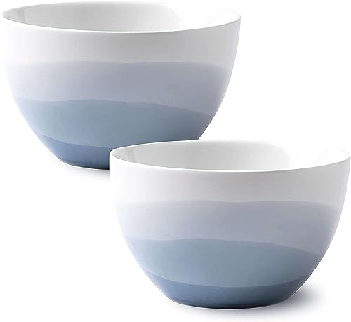 Tapas-Gerichte, Dessertschalen, Müslischalen-Set aus Keramik, Frühstücksschalen, Suppenschalen aus Keramik, Reisschüssel, mikrowellengeeignet, Blau und Weiß, 6er-Set ( Color : Blue and White , Size : von LUbrel