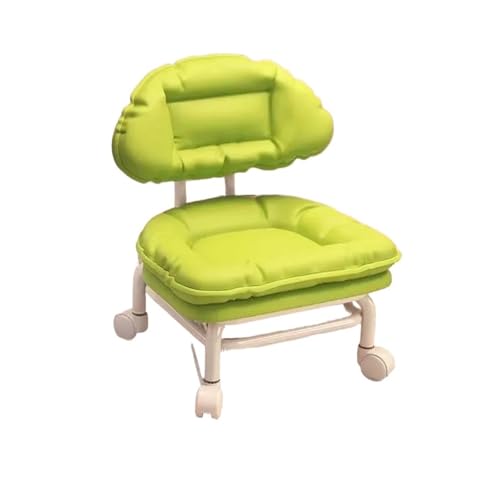 LVCHAO 360 Grad drehbarer Kleiner Hocker mit Rollenrückenlehne for den Haushalt, niedriger, Mobile kleine Bank drehbarem Schuhhocker-Sitz Für das Homeoffice(Green) von LVCHAO