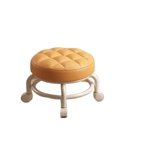 LVCHAO Haushaltsrolle Niedriger Hocker Kleiner Fußhocker Stuhl Kinder Walking Runder Mini Sofa mit Rädern Wohnzimmermöbel Für das Homeoffice(Orange) von LVCHAO