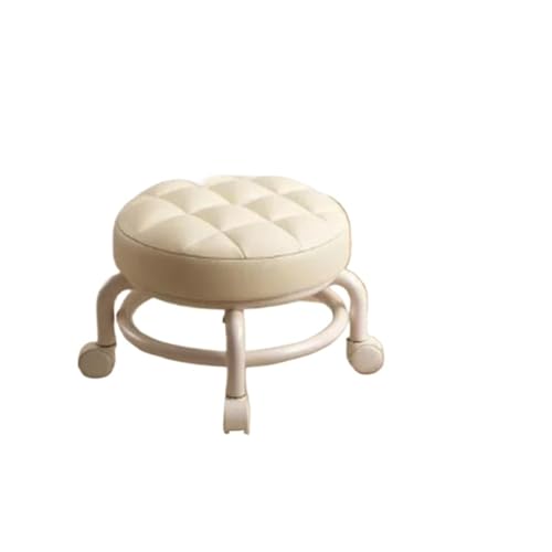 LVCHAO Haushaltsrolle Niedriger Hocker Kleiner Fußhocker Stuhl Kinder Walking Runder Mini Sofa mit Rädern Wohnzimmermöbel Für das Homeoffice(White) von LVCHAO
