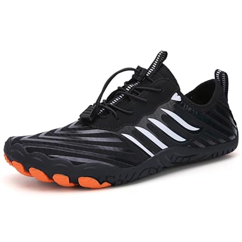 Wasserschuhe Qiuck-Dry Herren Damen Outdoor Strand Schwimmen Waten Atmungsaktive Fünf-Zehen-Hausschuhe Für Outdoor(Black,46) von LVCHAO
