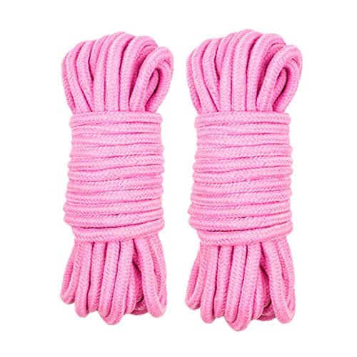 LVE 2 Stück 10 m / 33 Fuß 8 mm Allzweck-Seil Weiche Baumwolle Seil Schnur Dicke Baumwolle gedrehte Schnur (Pink) von LVE