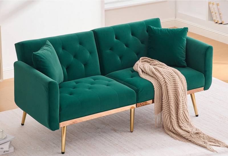 LVHOM Schlafsofa Klappsofa mit Bettfunktion + 2 passenden Kissen, 162(L)x80(B)x78(H) cm, platzsparend, verstellbare Rückenlehne (Schlaffunktion), Sitzfläche aus Samt/Fleece, Multifunktional & Luxus von LVHOM