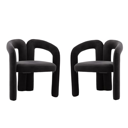 LVHOM 2er Set Esszimmerstühle mit Armlehne - Hochwertiger Schwarz Samt | Premium Küchenstühle für Esszimmer, Wohnzimmer & Schlafzimmer | Ergonomisch (bis 113kg) & Einfache Montage von LVHOM