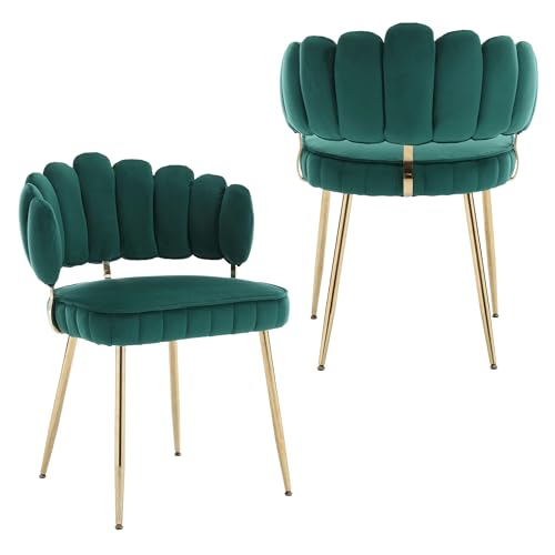 LVHOM 2er Set Esszimmerstühle mit vergoldete Metallbeine - Hochwertiger Grün Samt | Premium Küchenstühle für Esszimmer, Wohnzimmer & Schlafzimmer | Ergonomisch (bis 150kg) & Einfache Montage von LVHOM