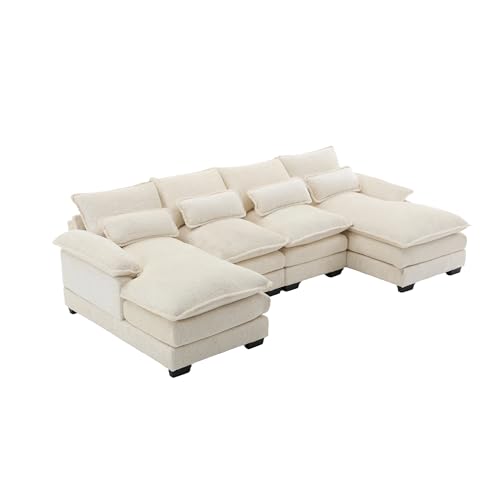 LVHOM 4 Sitzer Modulares Big Sofa, Modern Modular Sofa U Form mit 4 Weiche Kissen, Schlingenflor Sofa Beige, Doppelliege Design, Geeignet für Wohnzimmer, Wohnung, Büro LVHOM 4 Sitzer Modulares Big Sofa, Modern Modular Sofa U Form mit 4 Weiche Kissen, Schlingenflor Sofa Beige, Doppelliege Design, Geeignet für Wohnzimmer, Wohnung, Büro von LVHOM