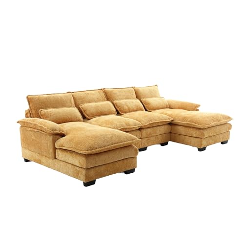 LVHOM 4 Sitzer Schlingenflor Modulares Big Sofa, Gelb Modern Modular Sofa U Form mit 4 Weiche Kissen, Doppelliege Design, Geeignet für Wohnzimmer, Wohnung, Büro LVHOM 4 Sitzer Schlingenflor Modulares Big Sofa, Gelb Modern Modular Sofa U Form mit 4 Weiche Kissen, Doppelliege Design, Geeignet für Wohnzimmer, Wohnung, Büro von LVHOM