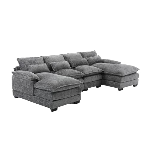 LVHOM 4 Sitzer Schlingenflor Modulares Big Sofa, Grau Modern Modular Sofa U Form mit 4 Weiche Kissen, Doppelliege Design, Geeignet für Wohnzimmer, Wohnung, Büro LVHOM 4 Sitzer Schlingenflor Modulares Big Sofa, Grau Modern Modular Sofa U Form mit 4 Weiche Kissen, Doppelliege Design, Geeignet für Wohnzimmer, Wohnung, Büro von LVHOM