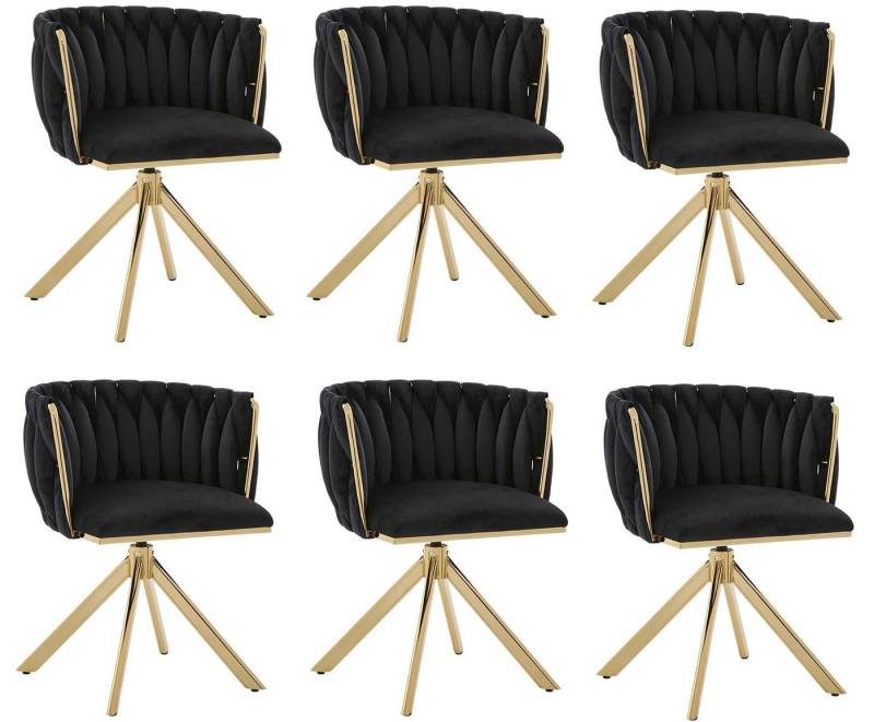 LVHOM Armlehnstuhl Set, 180° drehbar mit runden Rückenlehne, Wohnzimmerstuhl aus Samt (2er-Set, erogonomer Ringrücken, höhenverstellbare Anti-Rutsch-Gleiter, Adaptiver Rutschschutz, Max. Belastbarkeit (150 kg), Atmungsaktiver Velours, Orthopädischer Halt, 6 St), für Homeoffice/Büro/Lounge/Gaming • 4 Trendfarben, 3 Rahmenfarbe von LVHOM