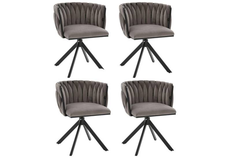 LVHOM Armlehnstuhl Set, 180° drehbar mit runden Rückenlehne, Wohnzimmerstuhl aus Samt (2er-Set, erogonomer Ringrücken, höhenverstellbare Anti-Rutsch-Gleiter, Adaptiver Rutschschutz, Max. Belastbarkeit (150 kg), Atmungsaktiver Velours, Orthopädischer Halt, 4 St), für Homeoffice/Büro/Lounge/Gaming • 4 Trendfarben, 3 Rahmenfarbe von LVHOM