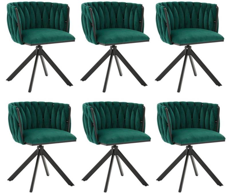 LVHOM Armlehnstuhl Set, 180° drehbar mit runden Rückenlehne, Wohnzimmerstuhl aus Samt (2er-Set, erogonomer Ringrücken, höhenverstellbare Anti-Rutsch-Gleiter, Adaptiver Rutschschutz, Max. Belastbarkeit (150 kg), Atmungsaktiver Velours, Orthopädischer Halt, 6 St), für Homeoffice/Büro/Lounge/Gaming • 4 Trendfarben, 3 Rahmenfarbe von LVHOM