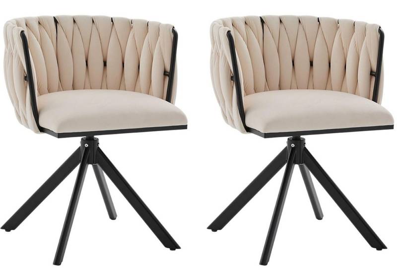 LVHOM Armlehnstuhl Set, 180° drehbar mit runden Rückenlehne, Wohnzimmerstuhl aus Samt (2er-Set, erogonomer Ringrücken, höhenverstellbare Anti-Rutsch-Gleiter, Adaptiver Rutschschutz, Max. Belastbarkeit (150 kg), Atmungsaktiver Velours, Orthopädischer Halt, 2 St), für Homeoffice/Büro/Lounge/Gaming • 4 Trendfarben, 3 Rahmenfarbe von LVHOM