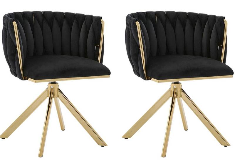 LVHOM Armlehnstuhl Set, 180° drehbar mit runden Rückenlehne, Wohnzimmerstuhl aus Samt (2er-Set, erogonomer Ringrücken, höhenverstellbare Anti-Rutsch-Gleiter, Adaptiver Rutschschutz, Max. Belastbarkeit (150 kg), Atmungsaktiver Velours, Orthopädischer Halt, 2 St), für Homeoffice/Büro/Lounge/Gaming • 4 Trendfarben, 3 Rahmenfarbe von LVHOM