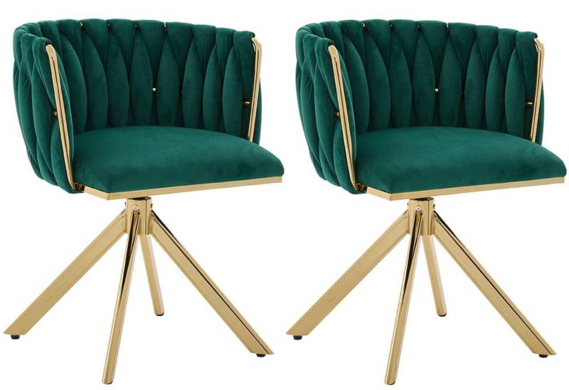 LVHOM Armlehnstuhl Set, 180° drehbar mit runden Rückenlehne, Wohnzimmerstuhl aus Samt (2er-Set, erogonomer Ringrücken, höhenverstellbare Anti-Rutsch-Gleiter, Adaptiver Rutschschutz, Max. Belastbarkeit (150 kg), Atmungsaktiver Velours, Orthopädischer Halt, 2 St), für Homeoffice/Büro/Lounge/Gaming • 4 Trendfarben, 3 Rahmenfarbe von LVHOM