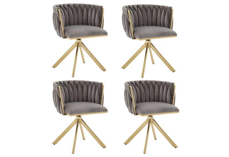 LVHOM Armlehnstuhl Set, 180° drehbar mit runden Rückenlehne, Wohnzimmerstuhl aus Samt (2er-Set, erogonomer Ringrücken, höhenverstellbare Anti-Rutsch-Gleiter, Adaptiver Rutschschutz, Max. Belastbarkeit (150 kg), Atmungsaktiver Velours, Orthopädischer Halt, 4 St), für Homeoffice/Büro/Lounge/Gaming • 4 Trendfarben, 3 Rahmenfarbe von LVHOM