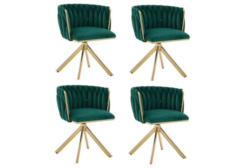 LVHOM Armlehnstuhl Set, 180° drehbar mit runden Rückenlehne, Wohnzimmerstuhl aus Samt (2er-Set, erogonomer Ringrücken, höhenverstellbare Anti-Rutsch-Gleiter, Adaptiver Rutschschutz, Max. Belastbarkeit (150 kg), Atmungsaktiver Velours, Orthopädischer Halt, 4 St), für Homeoffice/Büro/Lounge/Gaming • 4 Trendfarben, 3 Rahmenfarbe von LVHOM